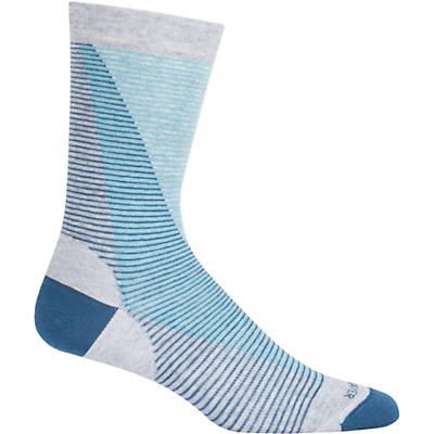 Icebreaker Lifestyle Fine Gauge Ultra Light Leaning Ladders Crew Sock - Large / XL - Blizzard Heather / Mediterranean / Prussian Blue