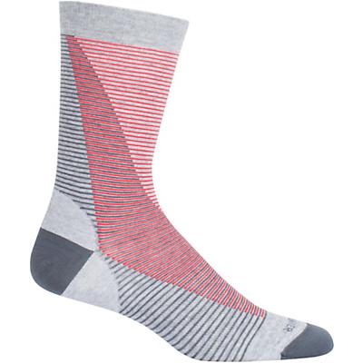 Icebreaker Lifestyle Fine Gauge Ultra Light Leaning Ladders Crew Sock - Large / XL - Blizzard Heather / Monsoon / Poppy Red