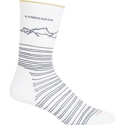 Icebreaker Lifestyle Fine Gauge Ultra Light Approach Crew Sock - Large / XL - Snow / Monsoon / Straw