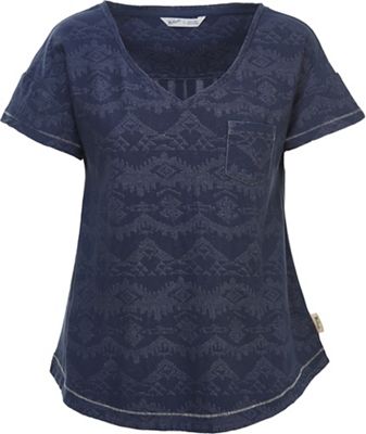 Woolrich Women's Carrado Hybrid V-Neck SS Shirt - Small - Faded Indigo product image