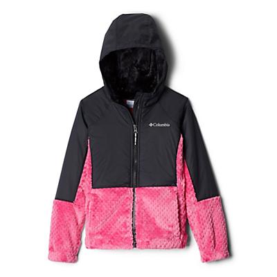 Columbia Youth Girls Fluffy Fleece Hybrid Full Zip Jacket - Pink Ice/Black