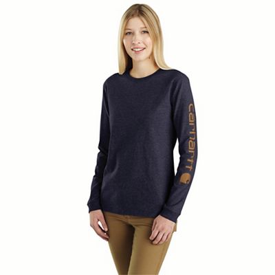 Carhartt Womens WK231 Workwear Sleeve Logo LS T-Shirt - XS - Navy Heather - 6598123 - Outdoors Features of the Carhartt Womens WK231 Workwear Sle sku 6598123