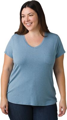 Prana Women's Foundation SS V Neck Top - Plus - 2X - Sea Mist Heather product image