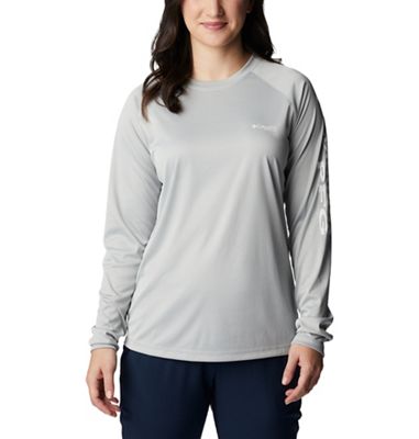 Columbia Women's Tidal Tee Heather LS Top - Small - Cool Grey Heather / White Logo product image