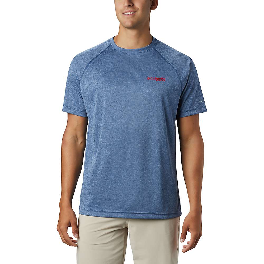 Columbia Men's Terminal Tackle Heather SS Shirt - Small - Carbon Heather / Red Spark Logo product image