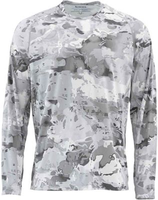 Simms Men's SolarFlex Print LS Crewneck - 3XL - Cloud Camo Grey product image