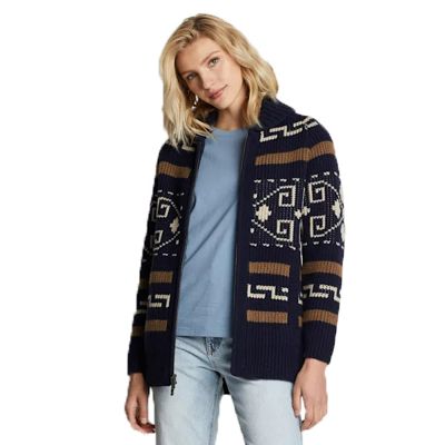 Pendleton Women's Long Westerley Cardigan - Small - Navy / Brown product image