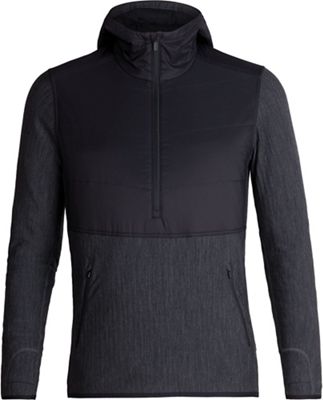 Icebreaker Men's Descender Hybrid LS Half Zip Hood - Small - Black / Jet Heather product image