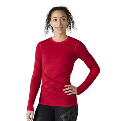 Smartwool Women's Intraknit Thermal Merino Base Layer Crew - Large - Pomegranate / Deep Navy product image