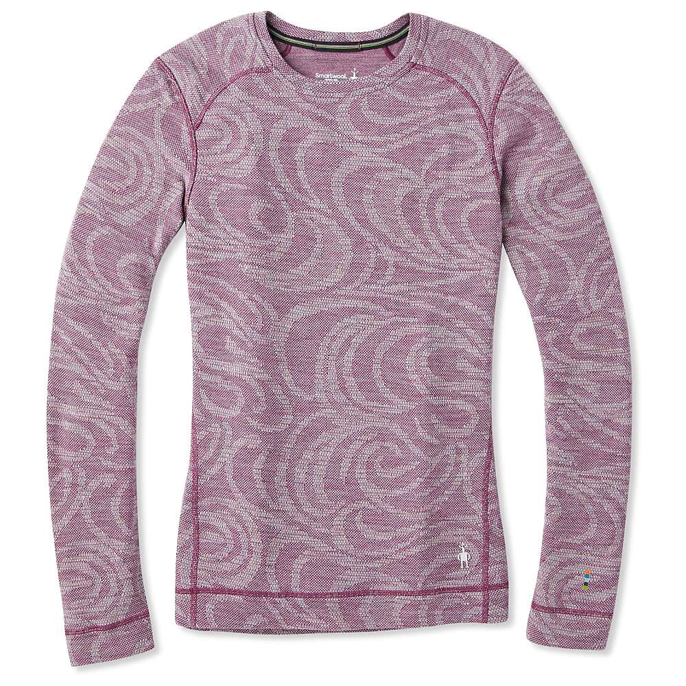 Smartwool Women's Merino 250 Baselayer Pattern Crew - Small - Sangria Snow Swirl