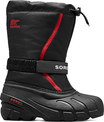 Size 5 Kid’s SOREL Flurry Weather Resistant Snow Boot in Black/Bright Red at Nordstrom, 