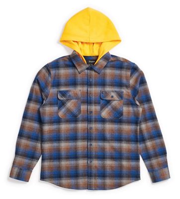 Brixton Men's Bowery Hood LS Flannel - Medium - Navy / Gold product image