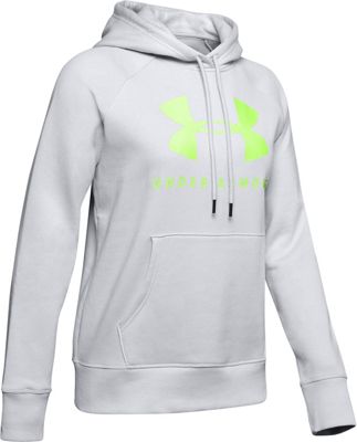Under Armour Women's Rival Fleece Sportstyle LC Sleeve Graphic Hoodie - XS - Halo Gray / Lime Light / Lime Light product image