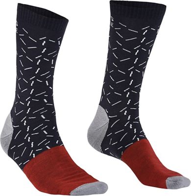 Mons Royale Men's All Rounder Fleck Crew Sock - Small - 9 Iron / Grey / Bright Red product image