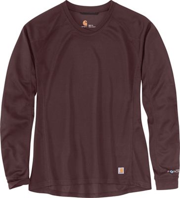 Carhartt Womens Base Force Midweight Tech Crew - XS - Deep Wine