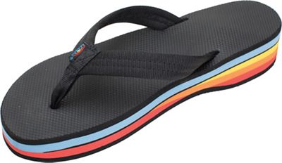Rainbow Womens Classic Rubber 4-Layer Rainbow Wedge - Large - Black / Rain