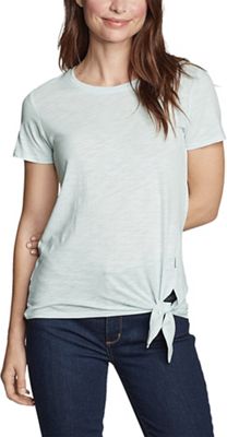 Eddie Bauer Travex Womens Gate Check Side Tie SS Tee - XL - Washed Sage