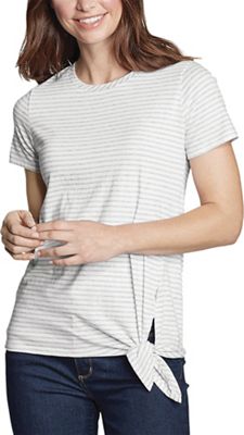 Eddie Bauer Travex Womens Gate Check Stripe Side Tie SS Top - XL - Light H
