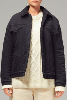 Hoodlamb Women's Sherpa Lined Denim Jacket - Medium - Black Denim product image
