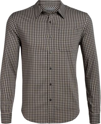 Icebreaker Mens Compass Flannel LS Shirt - Large - Monsoon / British Tan