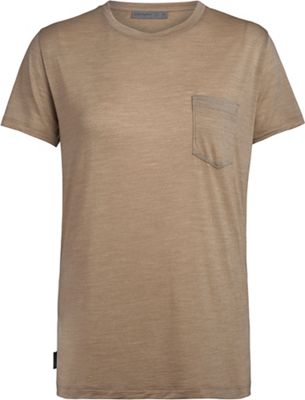 Icebreaker Womens Nature Dye Drayden SS Pocket Crewe - XL - Almond