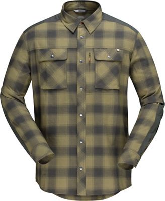 Norrona Mens Svalbard Flannel Shirt - Small - Olive Drab / Slate Grey