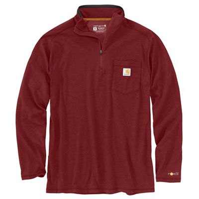 Carhartt Mens Force Relaxed-Fit Midweight LS 1/4 Zip Pocket T-Shirt - Smal
