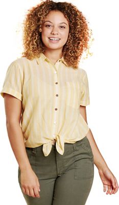 Toad & Co Women's Airbrush Tie SS Shirt - Large - Dusty Citron Uneven Stripe product image