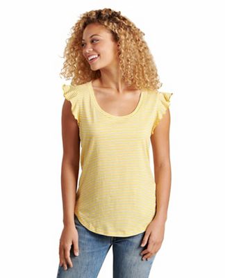 Toad & Co Women's Rufflita II Tee - Medium - Lemon Stripe product image