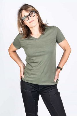 Dovetail Women's Solid V-Neck Tee - Large - Moss Green product image