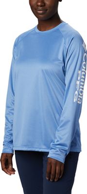 Columbia Women's Tidal Tee Heather LS Shirt - Medium - Stormy Blue Heather / White Logo product image