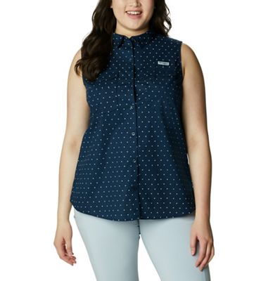 Columbia Women's Bonehead Stretch Sleeveless Shirt - Medium - Collegiate Navy Swiss Dot product image