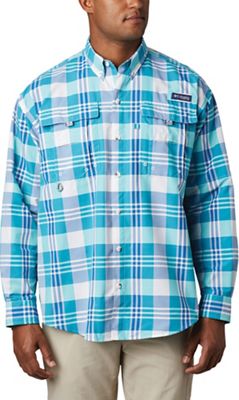 Columbia Men's Super Bahama LS Shirt - Small - Bright Aqua Multi Plaid product image
