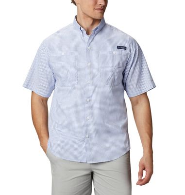 Columbia Men's Super Tamiami SS Shirt - Small - Vivid Blue Gingham product image