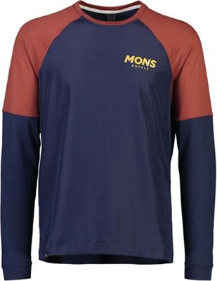 Mons Royale Men's Tarn Freeride LS Wind Jersey - Medium - Navy / Chocolate product image