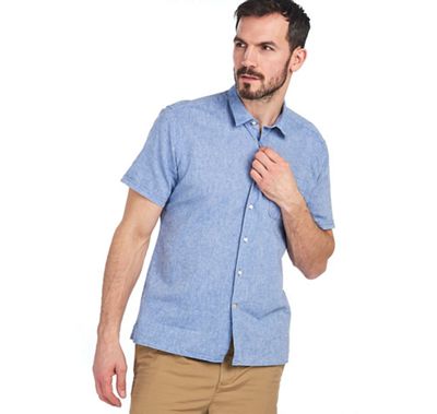 Barbour Men's Linen Mix 1 SS Summer Shirt - Large - Blue product image