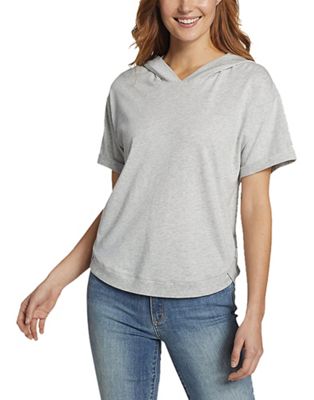 Eddie Bauer Travex Women's Gatecheck LS Rib Mix Hoodie - Small - Light Heather Grey product image