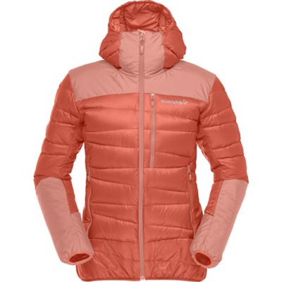 Norrona Women's Falketind Down750 Hoodie - Large - Orange Alert / Peach Amber product image