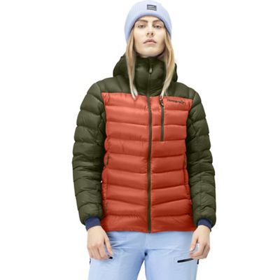 Norrona Women's Lyngen Down850 Hoodie - Large - Olive Night / Orange Alert product image