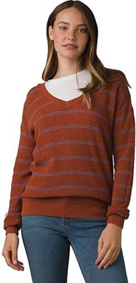 Prana Women's Milani V-Neck Sweater - Small - Gingerbread Stripe product image