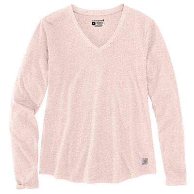 Carhartt Women's Relaxed Fit Midweight LS V-Neck T-Shirt - Small - Pink Salt Nep product image