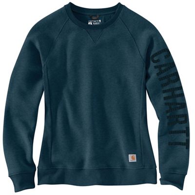 Carhartt Women's Relaxed Fit Midweight Crewneck Block Logo Sleeve Grap - Small - Night Blue Heather product image