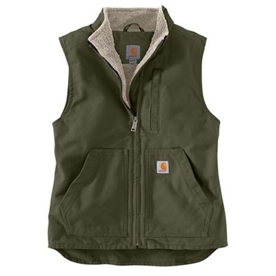 Carhartt Women's Washed Duck Sherpa-Lined Mock Neck Vest - Medium - Basil product image