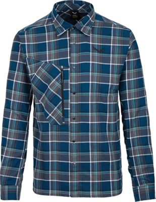 Salewa Men's Fanes Flannel 4 Polarlite LS Shirt - Medium - Grisaille / Ombre / White product image