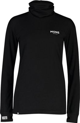 Mons Royale Women's Yotei BF High Neck Top - Small - Black/Motion 9 product image