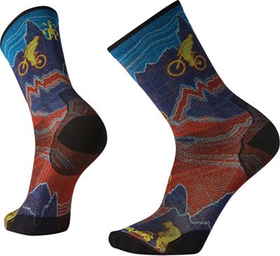 Smartwool Men's PhD Cycle Ultra Light Divide Trail Printed Crew Sock - XL - Tibetan Red product image