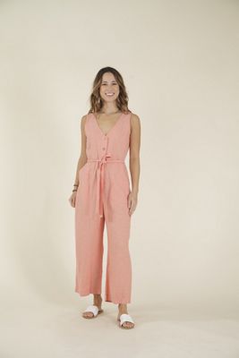 Carve Designs Women's Bonfire Jumpsuit - XL - Coral Chambray product image