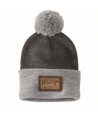 Carhartt Mens Knit Pom-Pom Cuffed Craftsmanship Patch Beanie