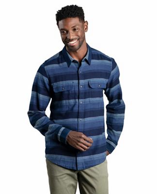 Toad & Co Men's Indigo Flannel LS Shirt - XL - Medium Indigo Horizontal Stripe product image