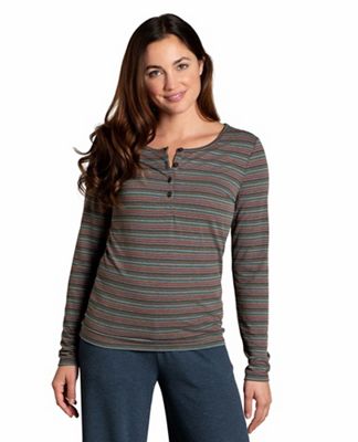 Toad & Co Women's Piru LS Henley - Large - Camp Green Stripe product image